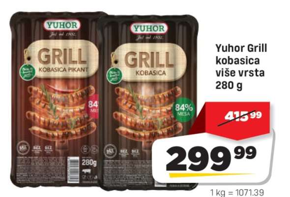 Yuhor Grill kobasica više vrsta 280 g