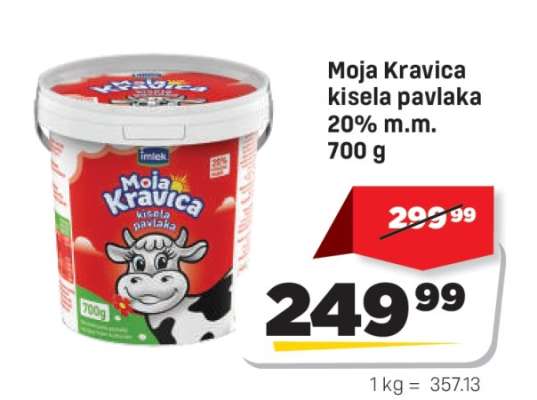 Moja Kravica kisela pavlaka 20% m.m. 700 g
