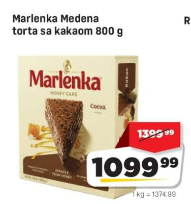Marlenka Medena torta sa kakaom 800 g