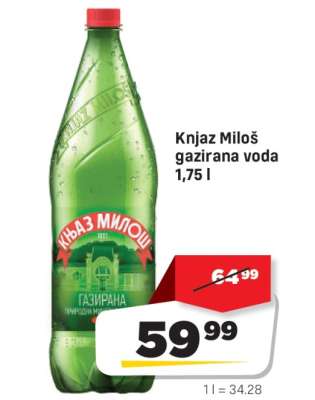 Knjaz Miloš Gazirana voda 1.75 l