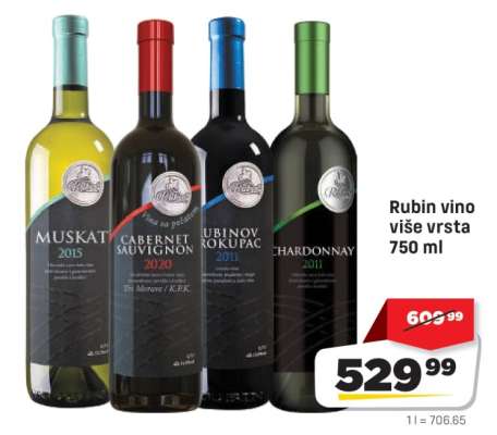 Rubin vino više vrsta 750 ml