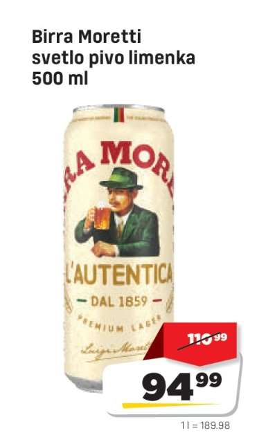 Birra Moretti světlé pivo limenka 500 ml