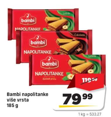 Bambi napolitanke više vrsta 185 g