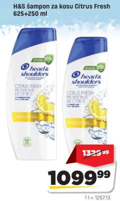 H&S šampon za kosu Citrus Fresh 625+250 ml