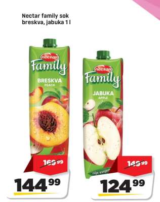 Nectar Family sok breskva, jabuka 1l