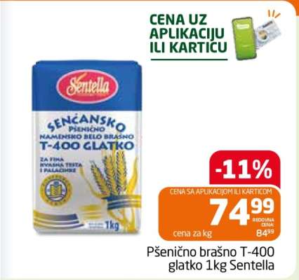 Pšenično brašno T-400 glatko 1kg Sentella