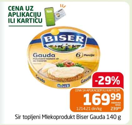 Sir topljeni Mlekoprodukt Biser Gauda 140 g