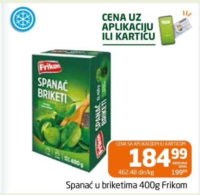 Spanać u briketima 400g Frikom