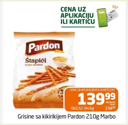 Grisine sa kikirikijem Pardon 210g Marbo