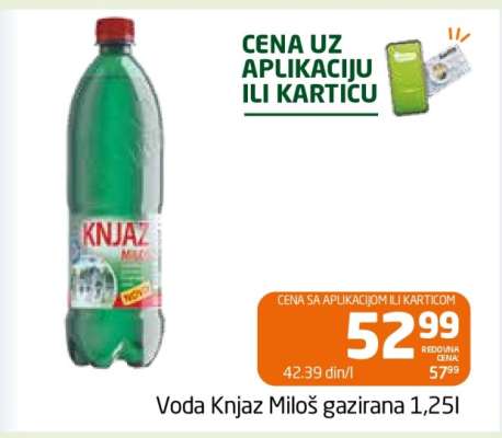 Voda Knjaz Miloš gazirana 1,25l
