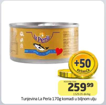 Tunjevina La Perla 170g komadi u biljnom ulju