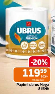 Papirni ubrus Mega 3 sloja