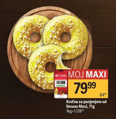 Krofna sa punjenjem od limuna Maxi, 71g
