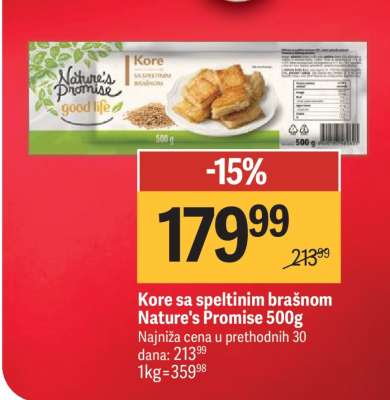 Kore sa speltinim brašnom Nature`s Promise, 500g
