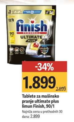 Tablete za mašinsko pranje ultimate plus limun Finish, 90/1