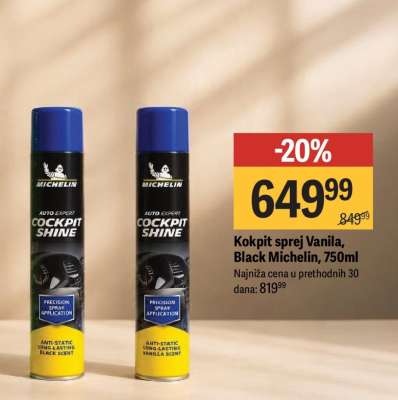 Kokpit sprej Vanila, Black Michelin, 750ml