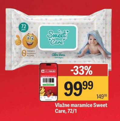Vlažne maramice Sweet Care 72/1
