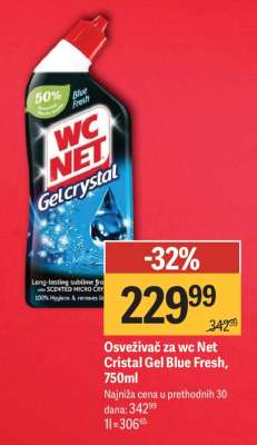 Osveživač za wc Net Cristal Gel Blue Fresh, 750ml