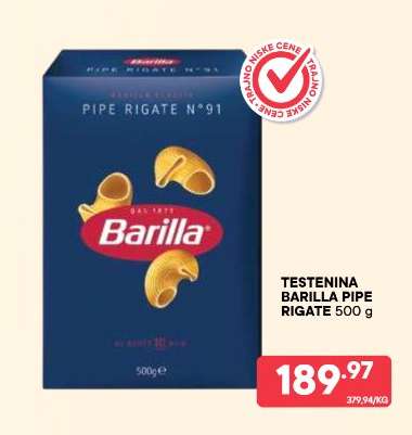 TESTENINA BARILLA PIPE RIGATE 500 g