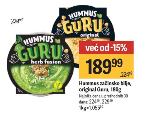 Hummus začinsko bilje, original Guru, 180g