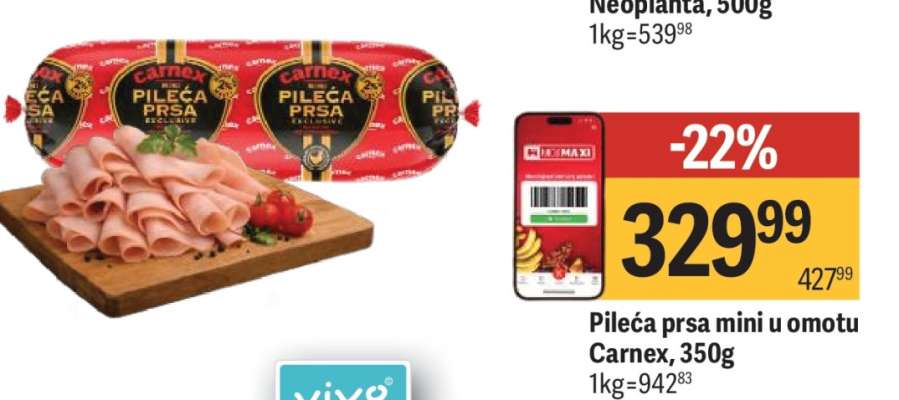 Pileća prsa mini u omotu Carnex, 350g