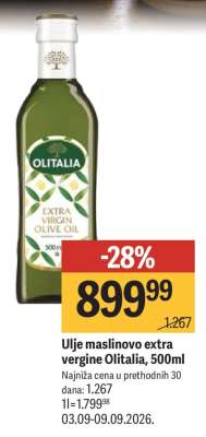 Ulje maslinovo extra vergine Olitalia, 500ml