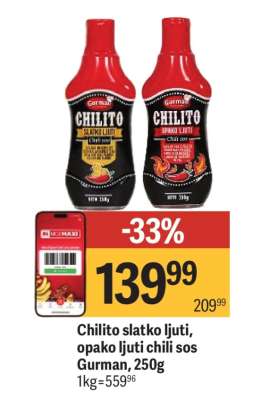 Chilito slatko ljuti, opako ljuti chili sos Gurman, 250g