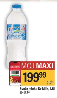 Sveže mleko Dr Milk, 1.5l