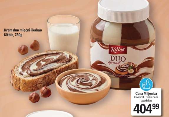Krem duo mlečni i kakao Kitbis 750g