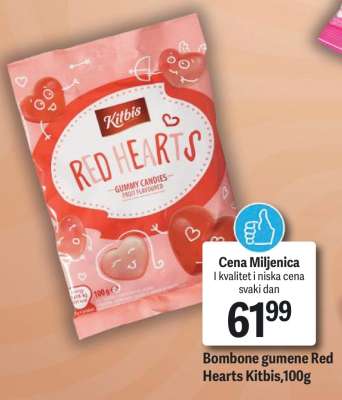 Bombone gumene Red Hearts Kitbis,100g