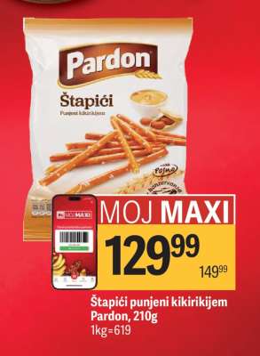 Štapići punjeni kikirikijem Pardon , 210g