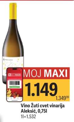 Vino žuti cvet vinarija Aleksić, 0.75l