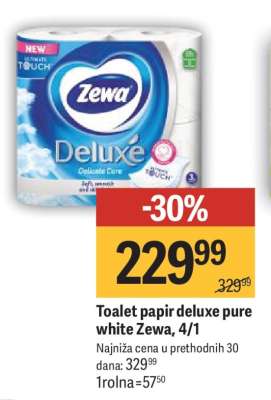 Toalet papír Deluxe pure white Zewa, 4/1