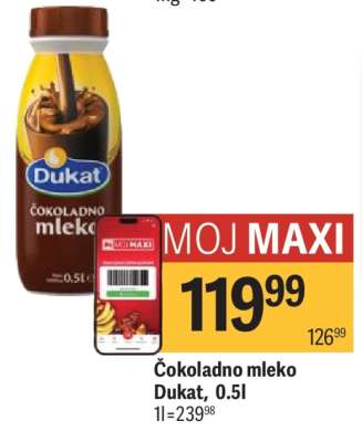 Čokoladno mleko Dukat, 0.5l