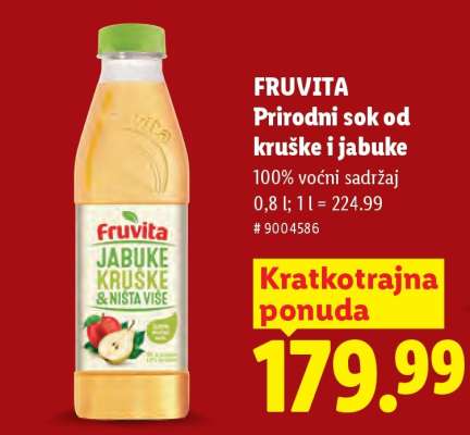 FRUVITA Prirodni sok od kruške i jabuke