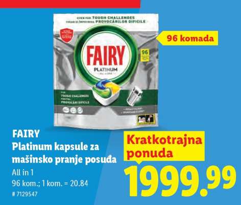FAIRY Platinum+ kapsule za mašinsko pranje posuda