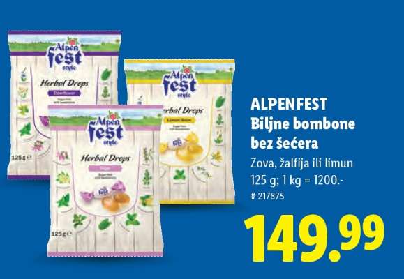 ALPEN FEST Biljne bombone bez šećera