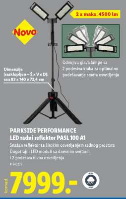PARKSIDE PERFORMANCE LED radni reflektor PASL 100 A1