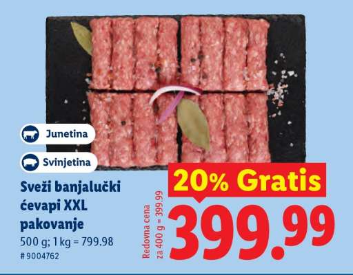 Sveži banjalučki ćevapi XXL pakovanje