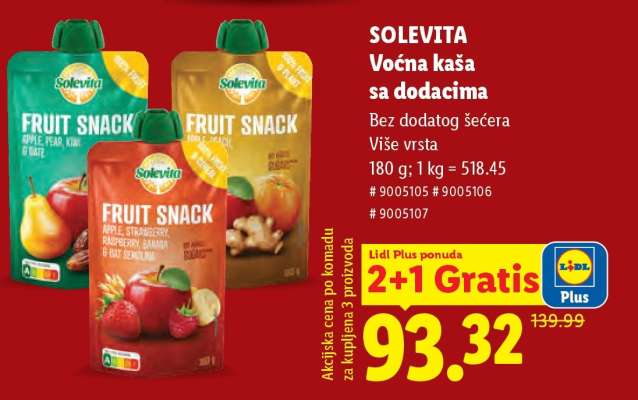 SOLEVITA Voćna kaša sa dodacima