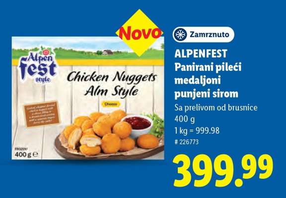 ALPENFEST Panirani pileći medaljoni punjeni sirom