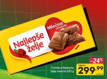 Čokolada Najlepše Želje mlečna 200 g