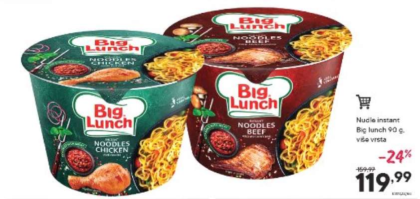 Nudle instant Big lunch 90 g, více vrsta