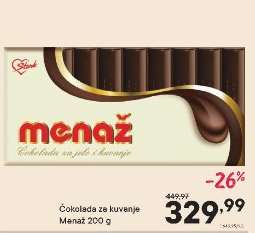Čokolada za kuvanje Menaž 200 g
