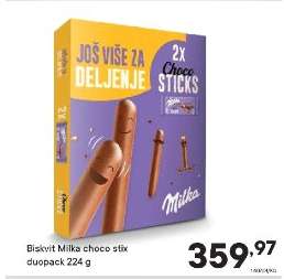 Biskvit Milka choco stix duopack 224 g