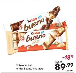 Čokoladni bar Kinder Bueno, više vrste