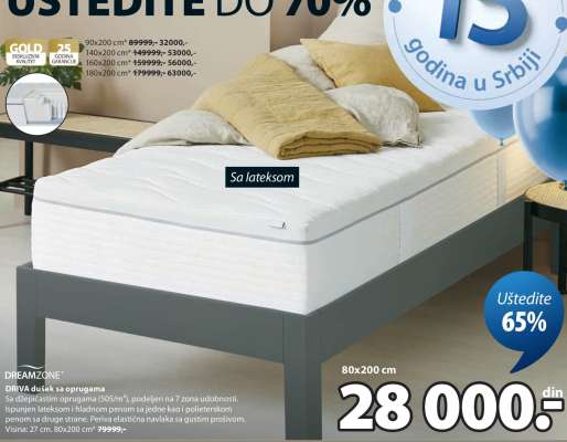 DREAMZONE DIVA dušek sa oprugama
