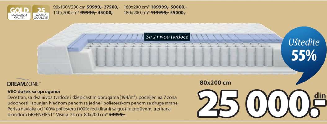 DREAMZONE V160 dušek sa oprugama