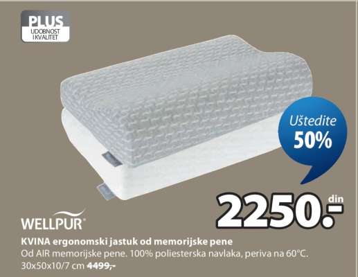 WELLPUR KVINA ergonomski jastuk od memorijske pene