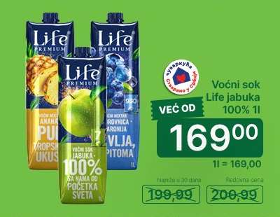 Voćni sok Life jabuka 100% 1l